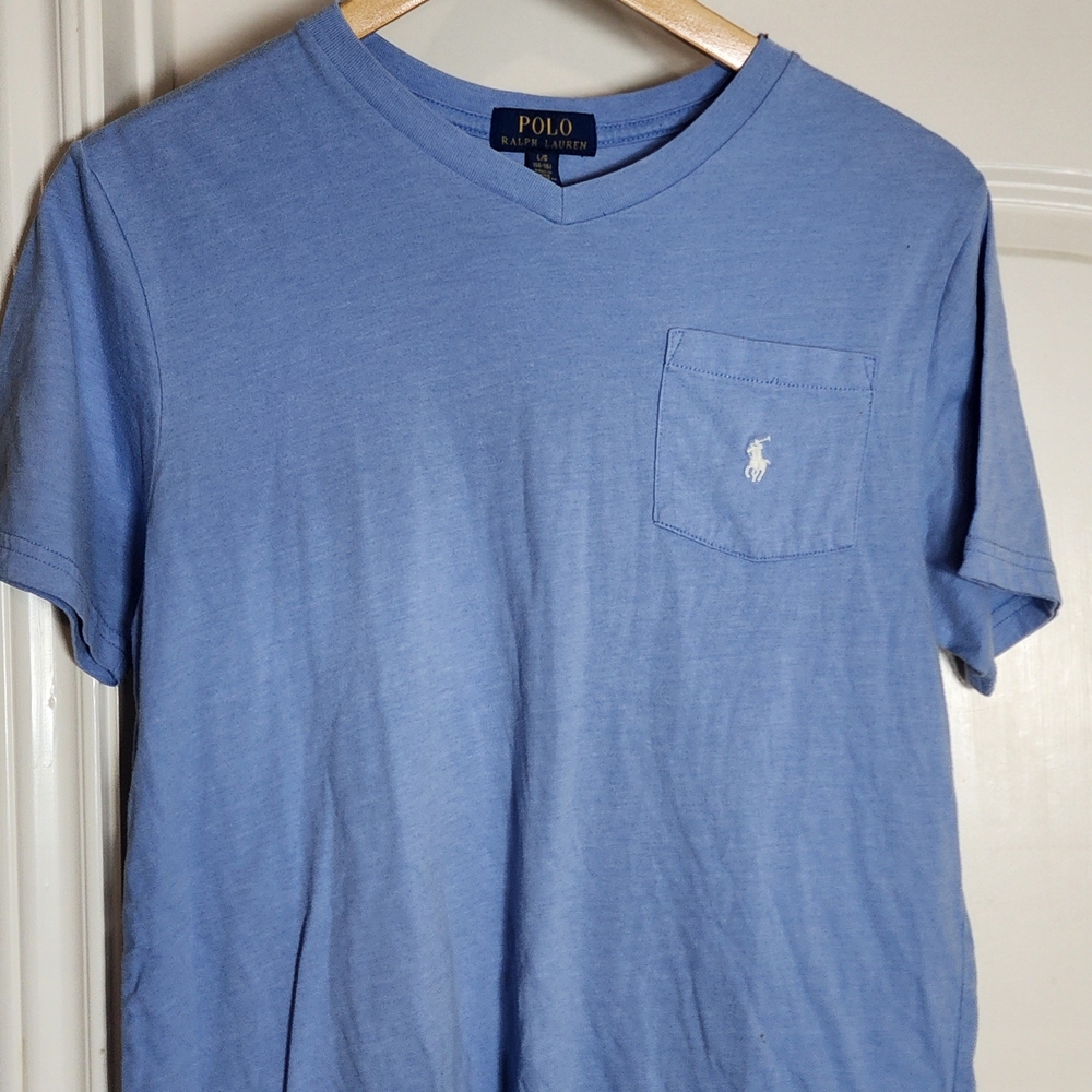 Polo by Ralph Lauren Men's‎ Sky Blue V-Neck Pocket Tee